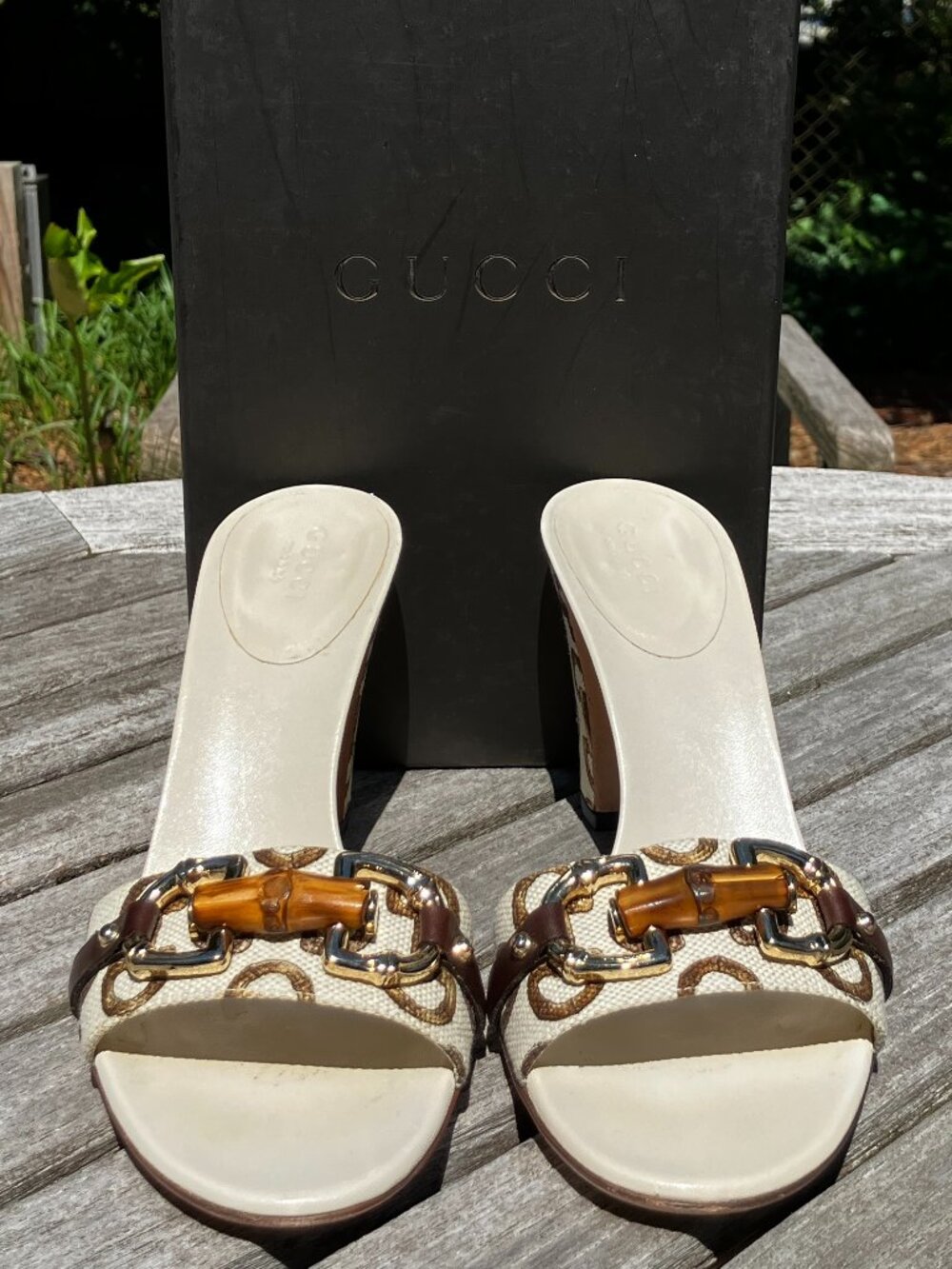💯Authentic GUCCI Horsebit and Bamboo Slides - Size 6.5B